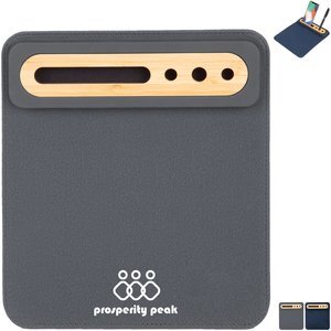 PU Mousepad w/ Bamboo Phone & Pen Holder