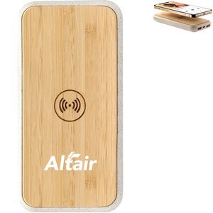 Wireless Quick Charging Bamboo Power Bank, 10000mAh