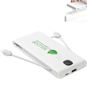 Power Bank with Built-in Cables and Retractable AC Wall Plug, 10000mAh