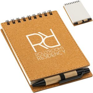 Flip Recycled Spiral Notebook w/ Pen, 3-1/2" x 5-3/4"