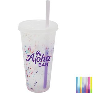Rainbow Confetti Mood Color Changing Cup w/ Lid & Straw, 26oz.
