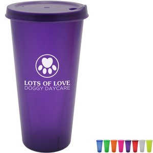Plastic Colors Cup w/ Lid, 26oz.