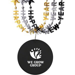 Happy New Year Party Bead Necklace with Medallion