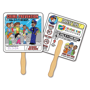 Crime Prevention Coloring Hand Fan