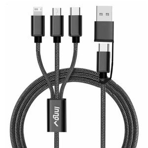 Connect Reach 5ft 3-in-1 Braided Charging Cable with Type-C Input