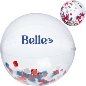 Red, White & Blue Confetti Filled Clear Beach Ball, 16"