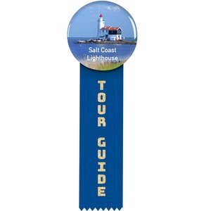 Round Button 3" with Ribbon, 2" x 8"