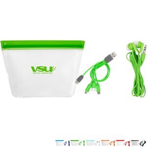 Reusable Pouch, Ear Bud & C To C Cable Set