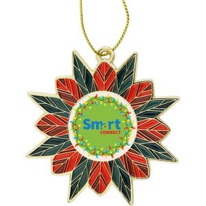 Modern Poinsettia Metal Holiday Ornament