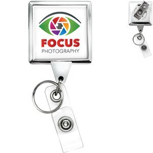 Heavy Duty Chrome Jumbo Square Badge Reel with Split Ring