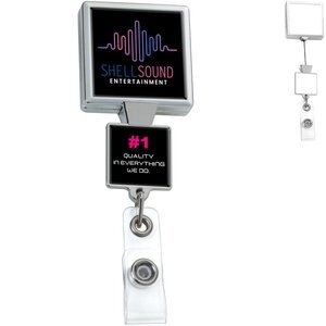 Chrome Double Up Square Badge Reel