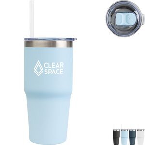 Brea Recycled Stainless Steel Tumbler w/ Straw, 14oz.