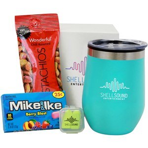 Pistachios, Nuts & Earplugs with Wine Tumbler Gift Set