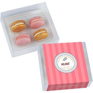 Champagne & Strawberries Macaron Box, 4 Pack