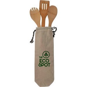 Bamboo Utensils with Cotton Bag