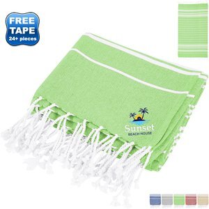 Recycled Cotton Beach Blanket w/ Tassle Fringe, 40" x 73"