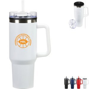 Ohana Stainless Steel & Polypropylene Mug w/ Color-Matching Handle, 40oz.