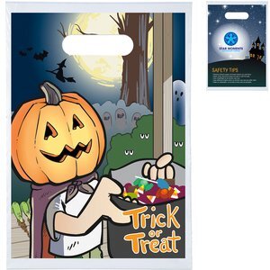 Pumpkin Head Plastic Die Cut Bag, 9" x 13"