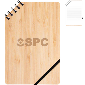 Corner Spiral A5 Bound Journal Book with Bamboo Cover, 6" x 8"