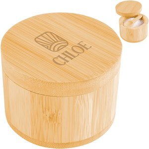 Bamboo Salt Cellar Container w/ Spoon