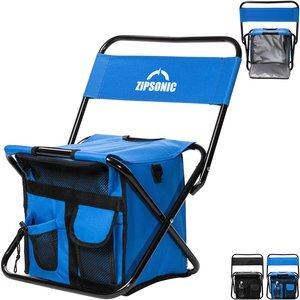Folding Chair with 24 Can Cooler Bag & Pockets