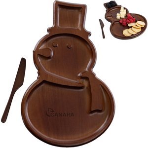 Reversible Snowman Sectioned Serving Tray w/ Knife
