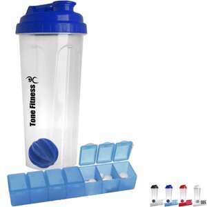 Shaker Bottle w/ Pill Box, 24 oz.