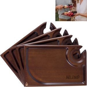 Rectangle Parawood Wine Appetizer Plates, Set of Four