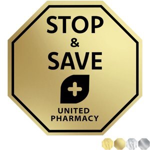 Stop Sign Shape Custom Sticker - Foil, 2-1/4"