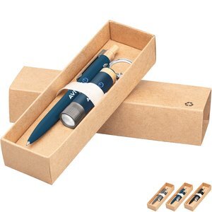 Reborn Recycled Aluminum Bamboo Accented Pen & Flashlight Gift Set