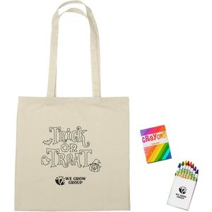Halloween Canvas Coloring Tote Bag & Crayon Set