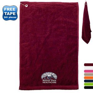 Corner Grommet Cotton Terry Velour Sports Towel, 16" x 25"