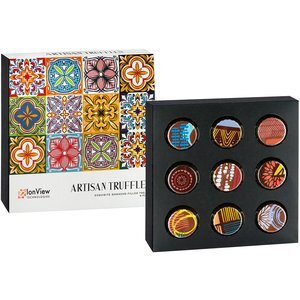 Artisan Truffle Box, 9 Pieces - Raspberry, Hazelnut, Amaretto, Caramel