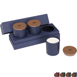 Vista Glass Candle 3-Pack Set w/ Acacia Wood Lids