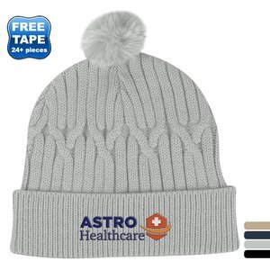 Courtney Cable Knit rPET Pom Beanie