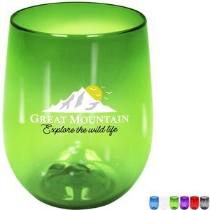 Shatterproof Plastic Full Color Stemless Wine Glass, 12oz.