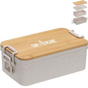 Chuckwagon Stackable Lunch Box w/ Bamboo Lid & Utensils