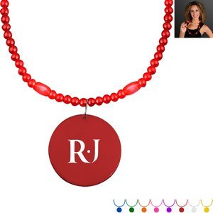 Light Up Mardi Gras Beads Necklace with Medallion