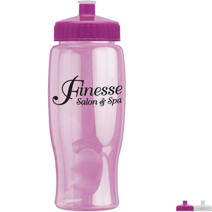 Transparent Grip Pink Poly-Pure Sport Bottle, 27oz. - Push Pull Lid