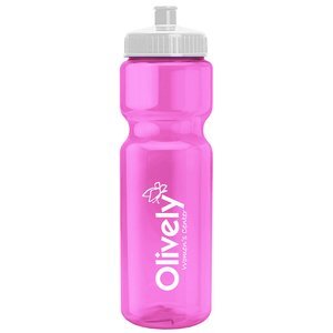 Transparent Pink Sports Bottle, 28oz. - Push/Pull Lid