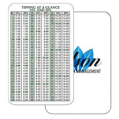 Tipping Chart Wallet Card | Foremost Promotions