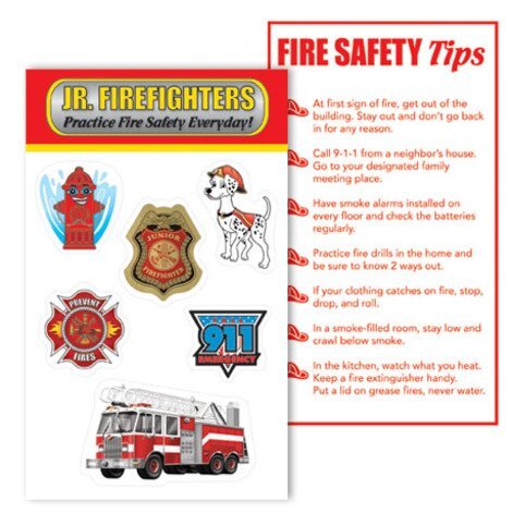 Jr. Firefighter Sticker Sheet, Stock | Foremost Promotions