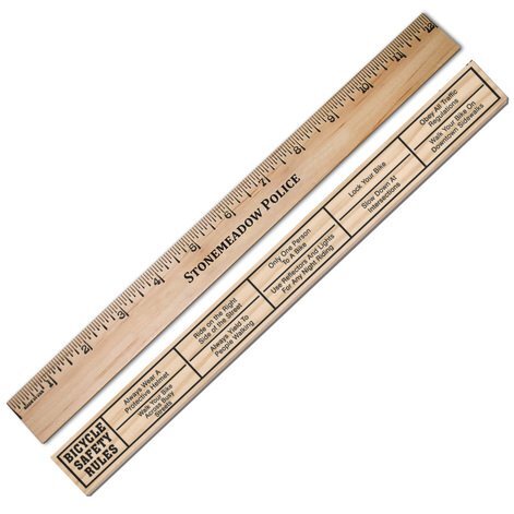 natural finish english scale wood ruler with bike safety