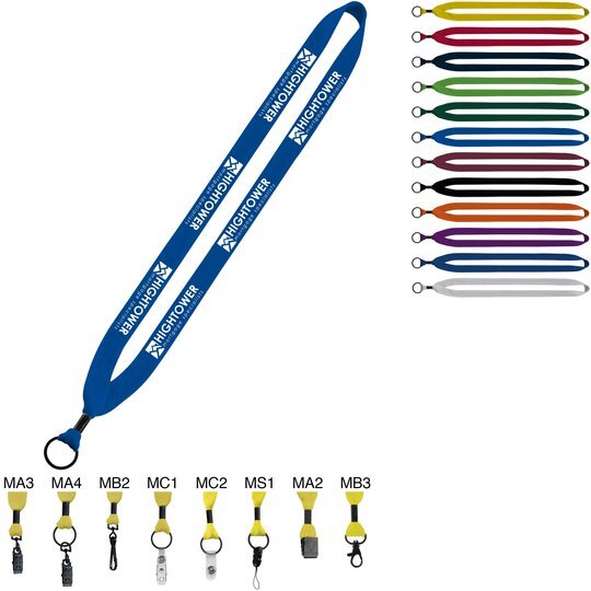 Cotton Lanyard with Metal Crimp & Metal Split-Ring - 3/4