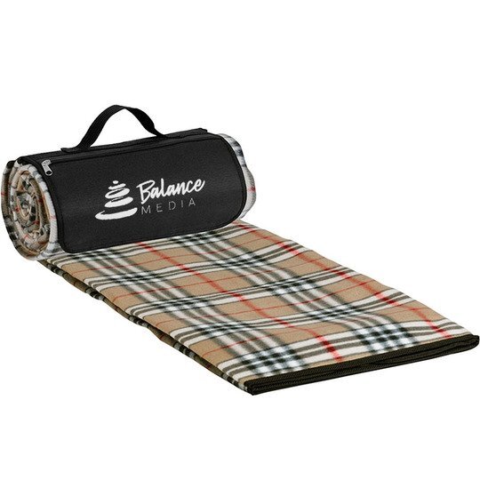 RollUp Picnic Blanket, Tartain Plaid, 59" x 53" Promotions Now