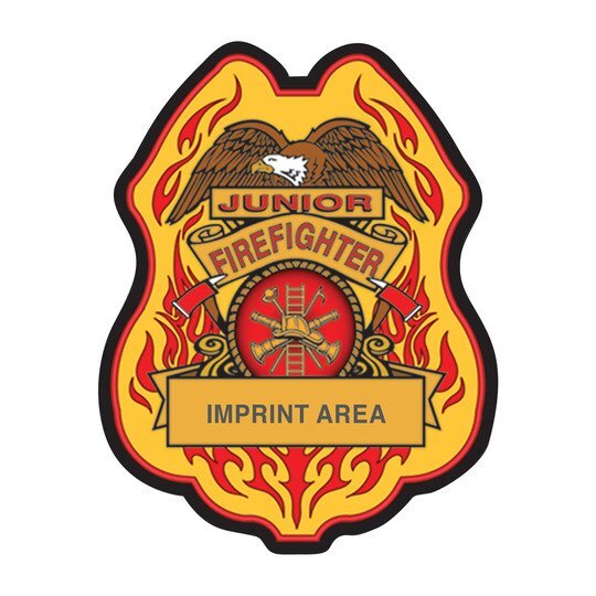 Junior Firefighter Plastic Badge w/ Eagle and Flames | Foremost Promotions