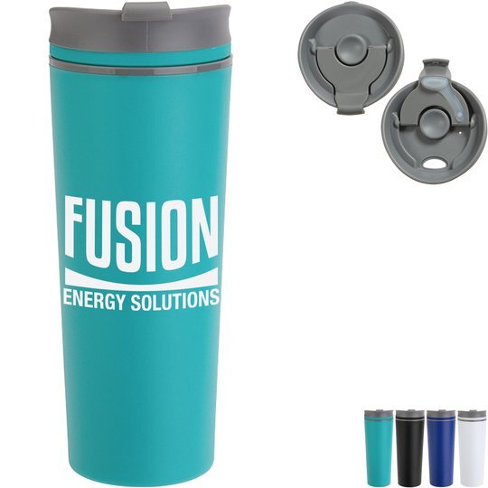 Commuter Double Wall Polypropylene Tumbler w/ Flip Top Closure, 17oz