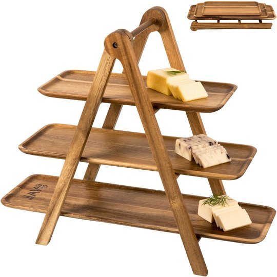 ThreeTiered Acacia Wood Serving Ladder Station Promotions Now
