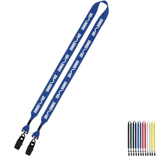 Polyester 2-Ended Lanyard with Metal Crimp & Metal Bulldog Clip, 3/4 ...