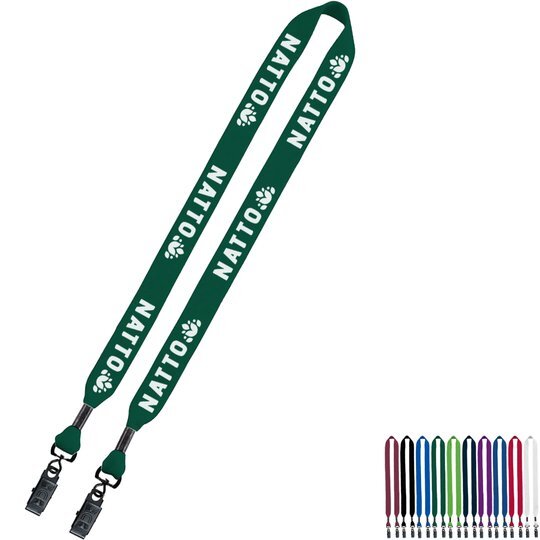 Cotton Double Bulldog Clip Lanyard, 3/4